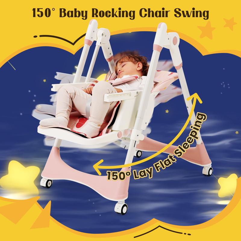 Multifunctional Baby High Chair with Removable Double Tray