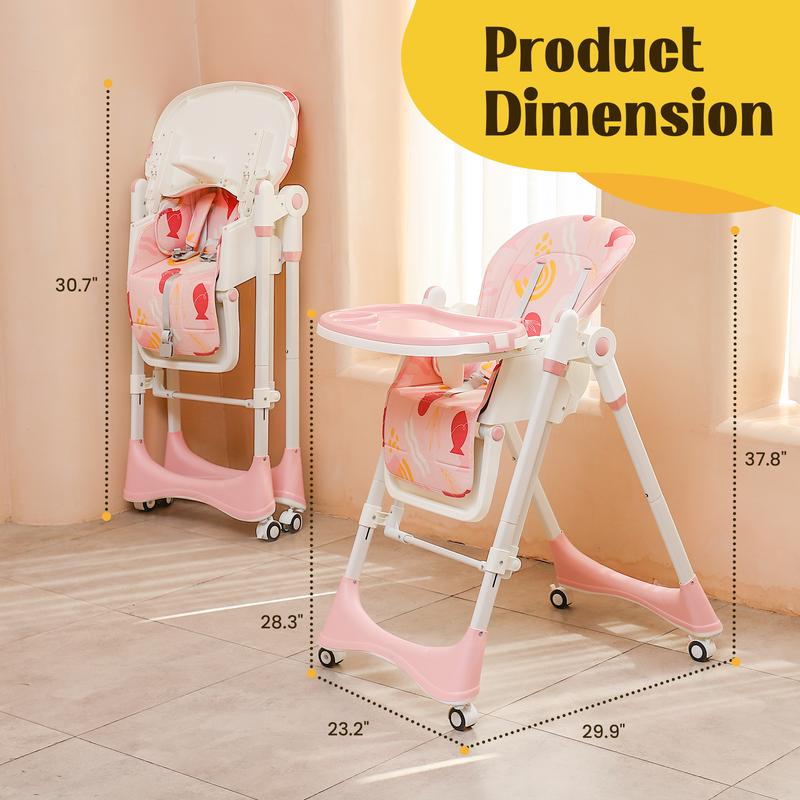 Multifunctional Baby High Chair with Removable Double Tray