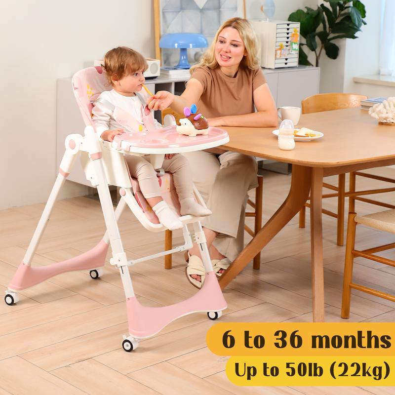 Multifunctional Baby High Chair with Removable Double Tray