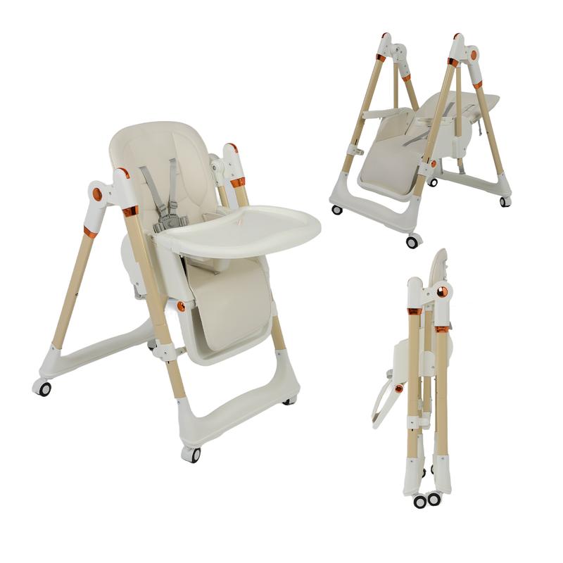 Multifunctional Baby High Chair with Removable Double Tray